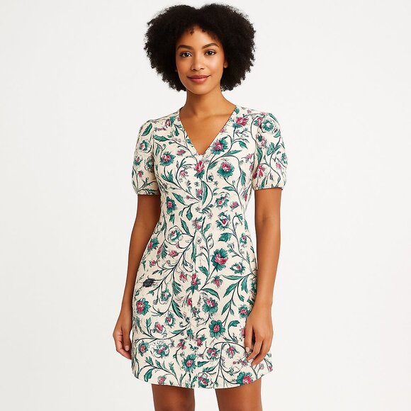 LOFT White Floral Midi Dress - Picture 1 of 5